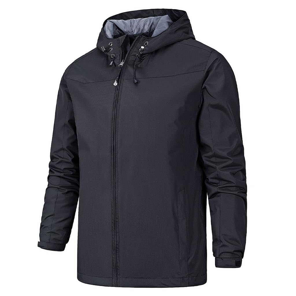 Proberos Outdoor Jacket for Men Lightweight Polyester Jacket Windproof Coat Leisure Sport Hooded Jacket Rainproof Outdoor Jacket for Hiking, Camping (Size: XL) Proberos Outdoor Jacket for Men Lightweight Polyester Jacket Windproof Coat Leisure Sport Hooded Jacket Rainproof Outdoor Jacket for Hiking, Camping (Size: XL)